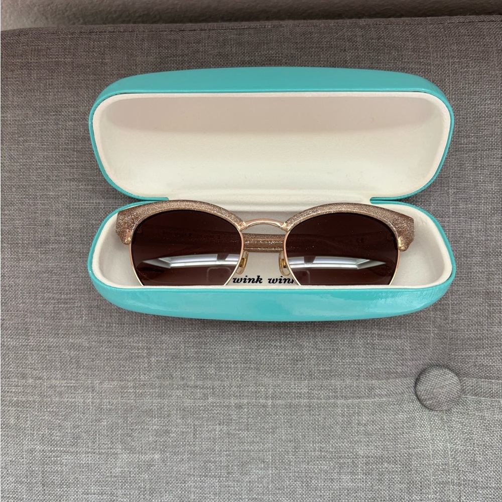 Kate Spade Gold Sparkly Sunglasses with Case